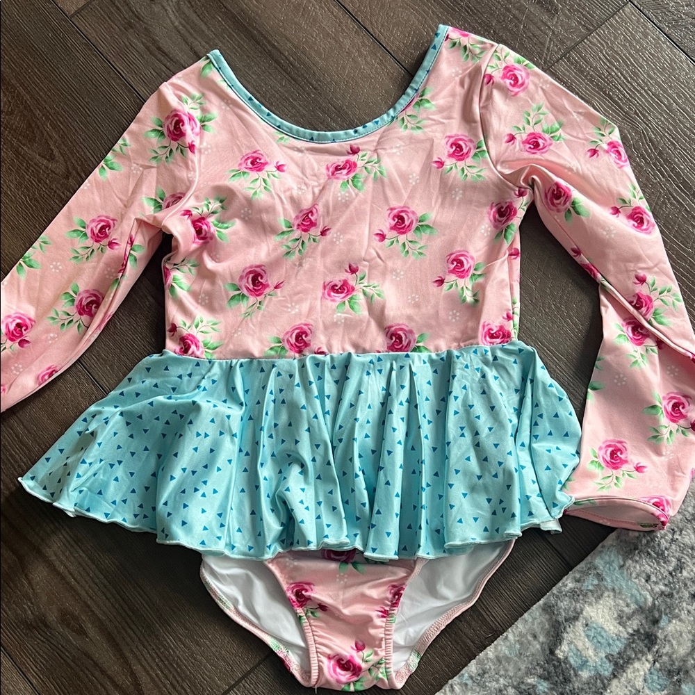 Floral Pink and Blue Kids Dress